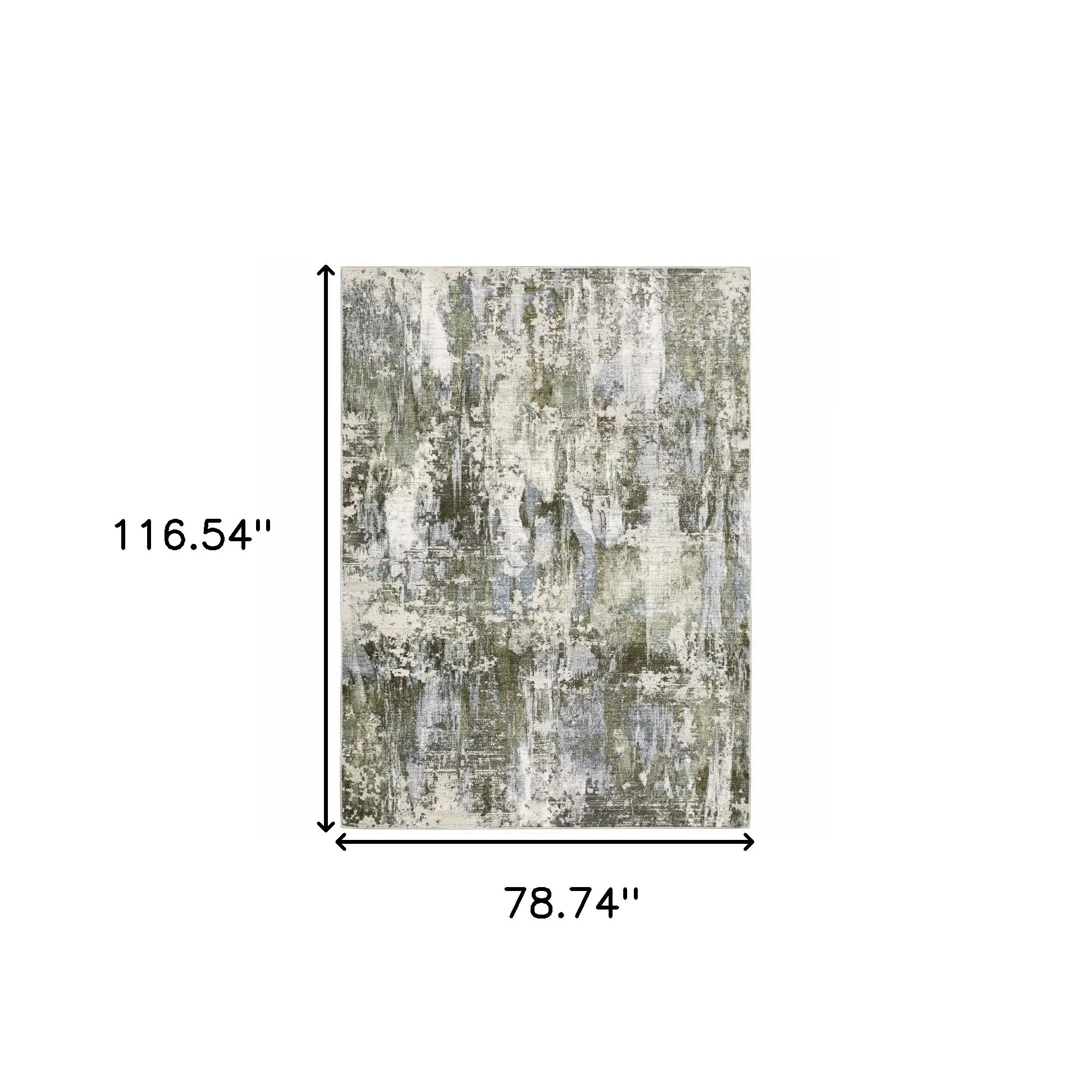 6' X 9' Green Blue Grey Ivory And Brown Abstract Power Loom Stain Resistant Area Rug - Homeroots - Flyclothing LLC