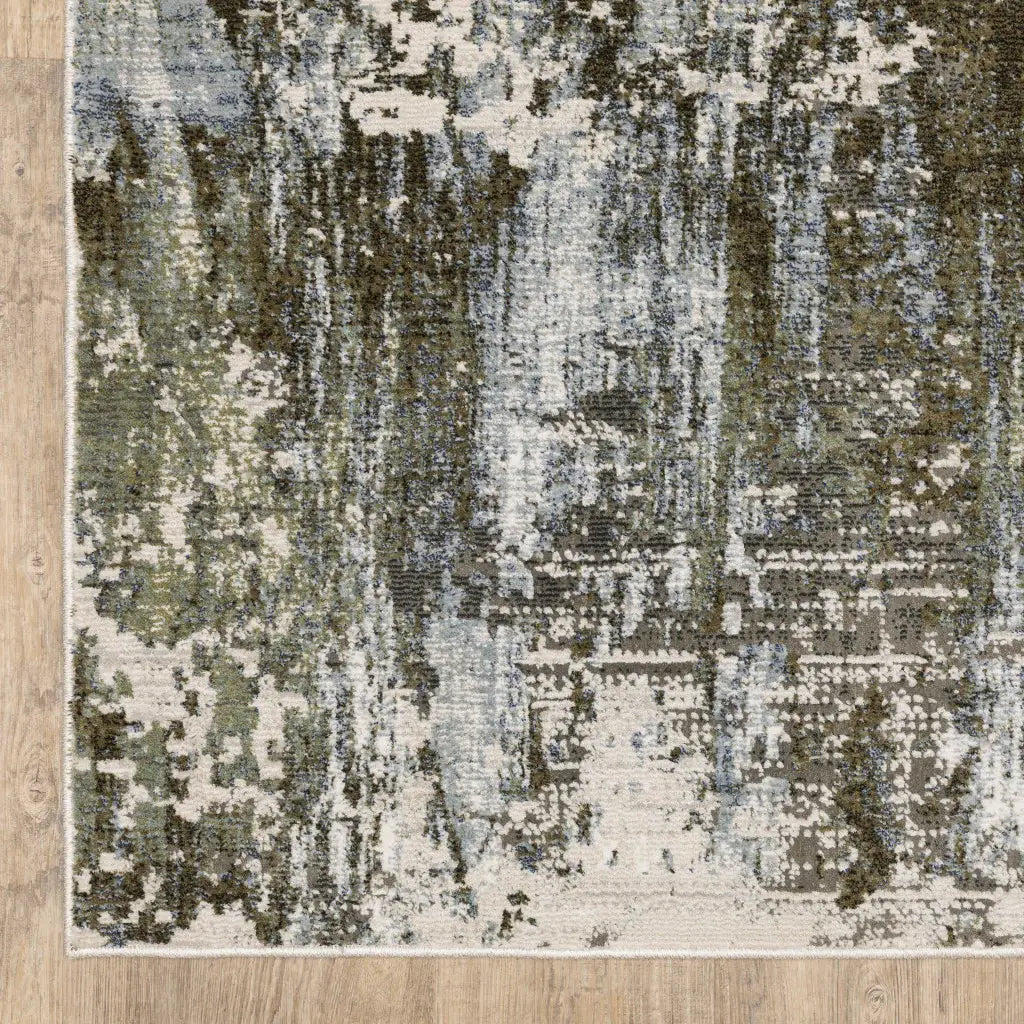 6' X 9' Green Blue Grey Ivory And Brown Abstract Power Loom Stain Resistant Area Rug - Homeroots - Flyclothing LLC