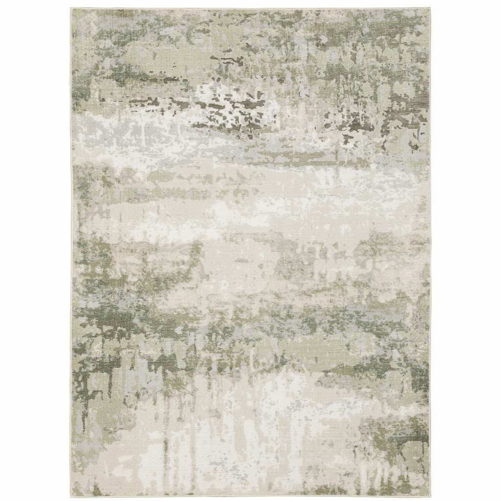 3' X 5' Beige Grey Brown And Sage Green Abstract Power Loom Stain Resistant Area Rug - Homeroots - Flyclothing LLC