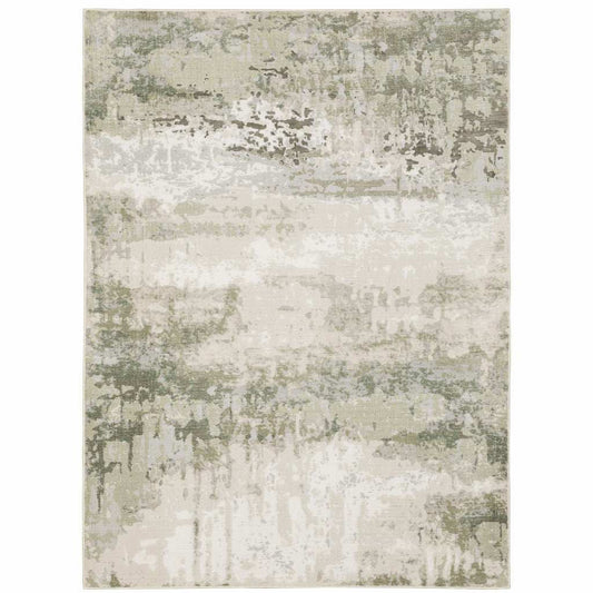 5' X 8' Beige Grey Brown And Sage Green Abstract Power Loom Stain Resistant Area Rug - Homeroots - Flyclothing LLC