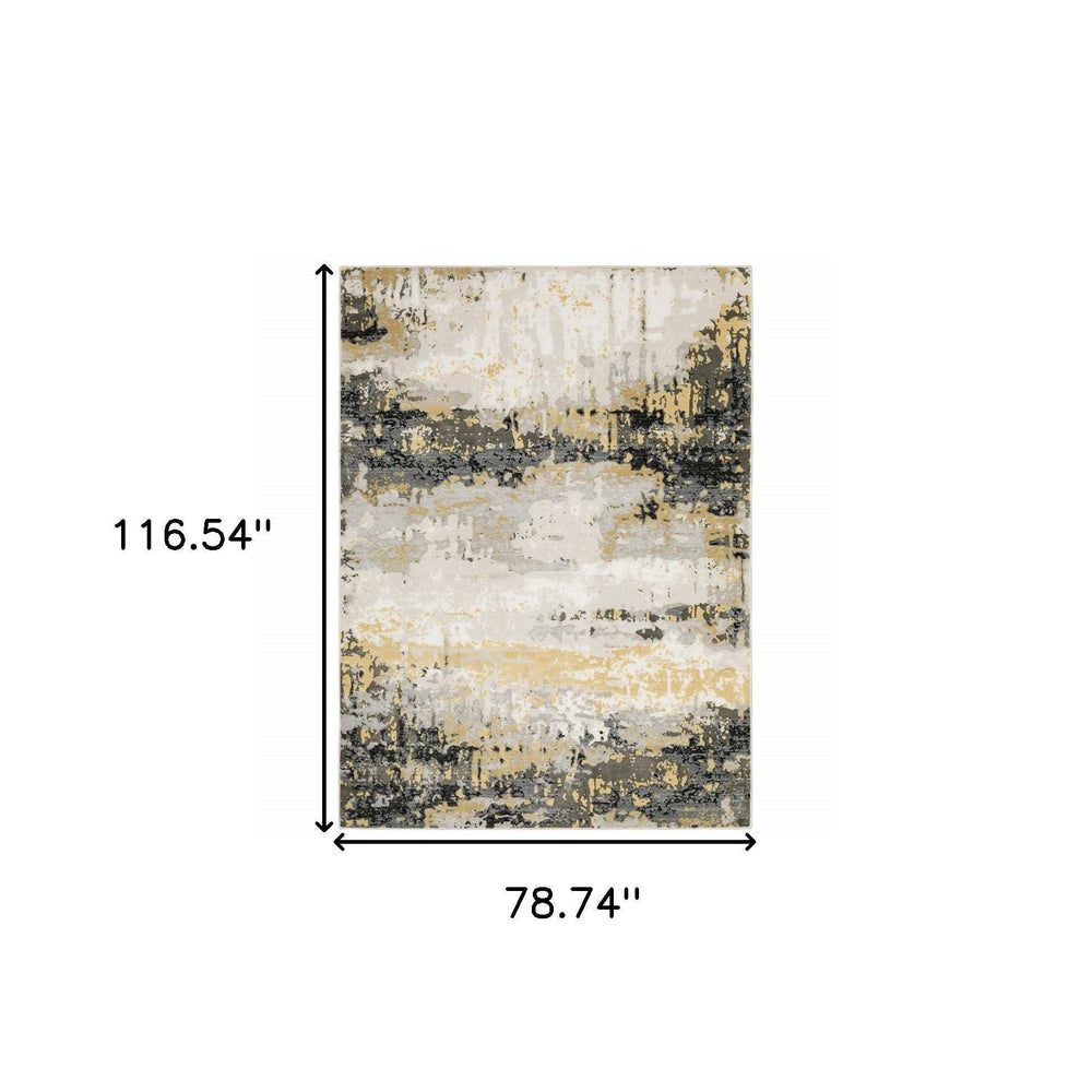 6' X 9' Grey Gold Beige Black And Brown Abstract Power Loom Stain Resistant Area Rug - Homeroots - Flyclothing LLC