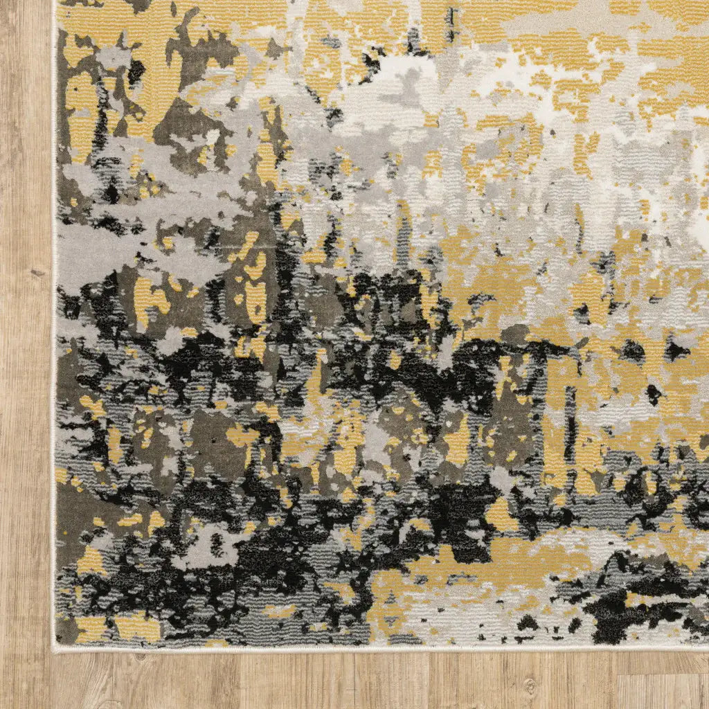 8' X 11' Grey Gold Beige Black And Brown Abstract Power Loom Stain Resistant Area Rug - Homeroots - Flyclothing LLC