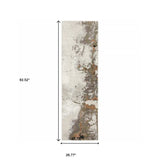 2' X 8' Grey Salmon Pink Blue Beige And Green Abstract Power Loom Stain Resistant Runner Rug - Homeroots - Flyclothing LLC