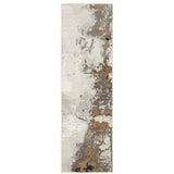 2' X 8' Grey Salmon Pink Blue Beige And Green Abstract Power Loom Stain Resistant Runner Rug - Homeroots