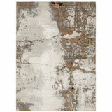 8' X 11' Grey Salmon Pink Blue Beige And Green Abstract Power Loom Stain Resistant Area Rug - Homeroots - Flyclothing LLC