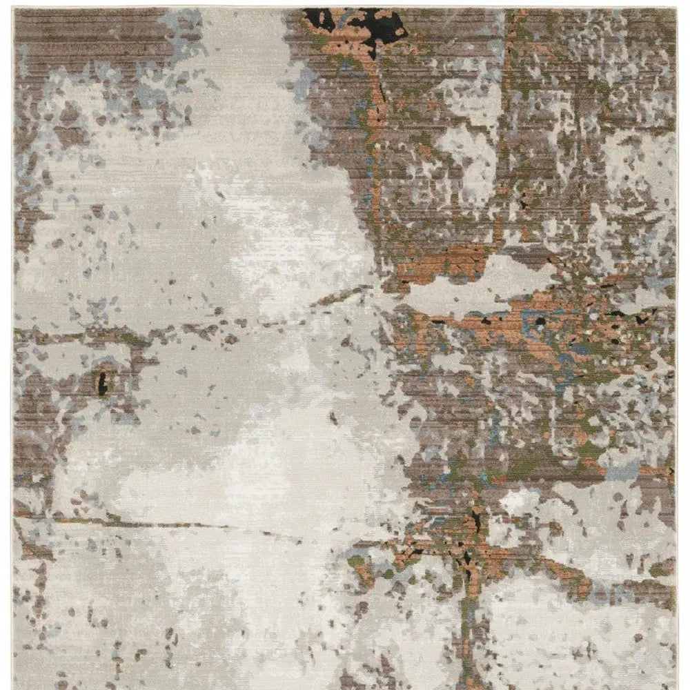 10' X 13' Grey Salmon Pink Blue Beige And Green Abstract Power Loom Stain Resistant Area Rug - Homeroots - Flyclothing LLC