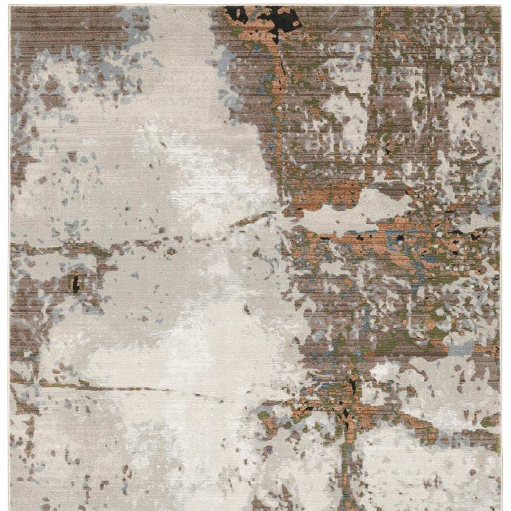 10' X 13' Grey Salmon Pink Blue Beige And Green Abstract Power Loom Stain Resistant Area Rug - Homeroots - Flyclothing LLC