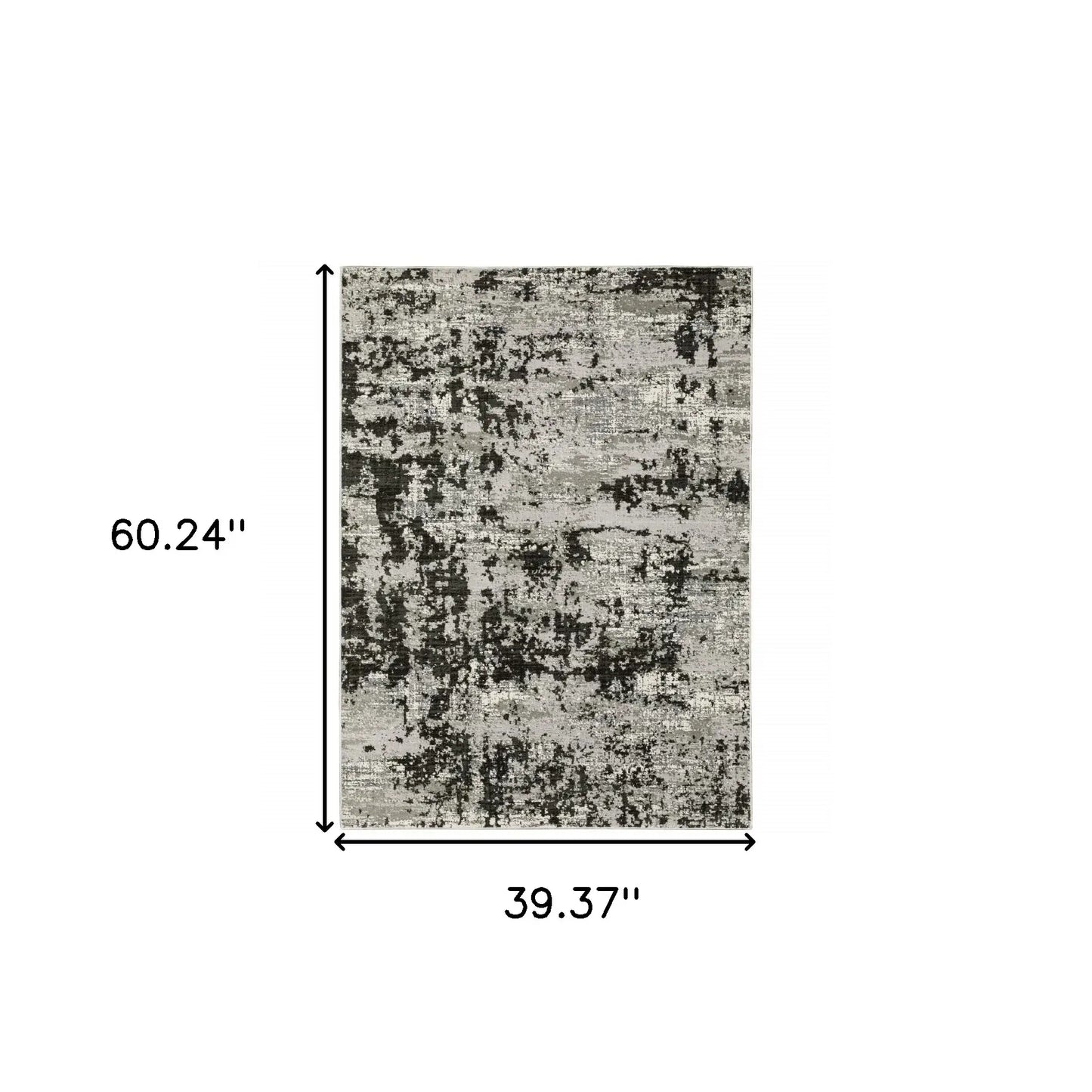 3' X 5' Grey Charcoal Black And Ivory Abstract Power Loom Stain Resistant Area Rug - Homeroots - Flyclothing LLC