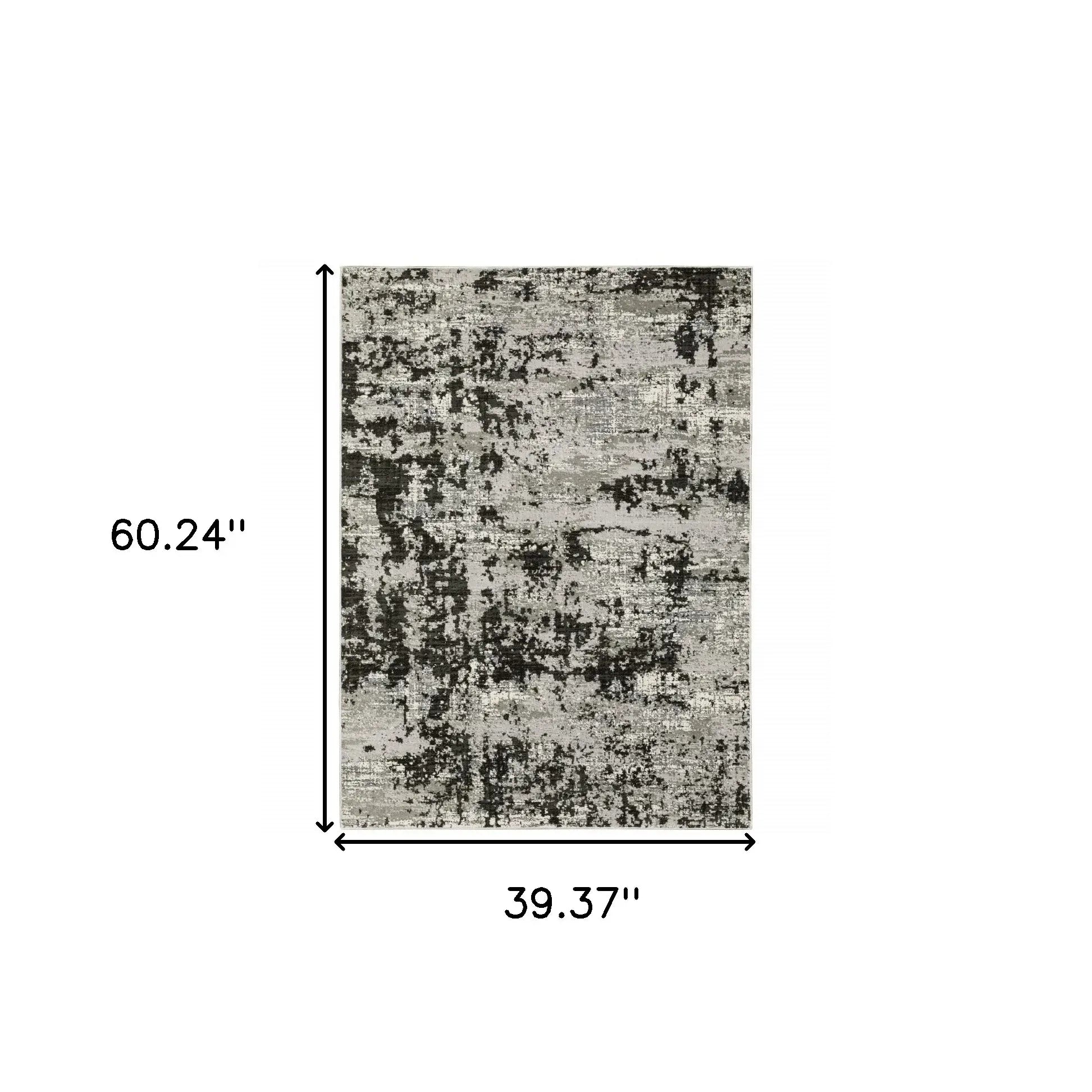 3' X 5' Grey Charcoal Black And Ivory Abstract Power Loom Stain Resistant Area Rug - Homeroots - Flyclothing LLC