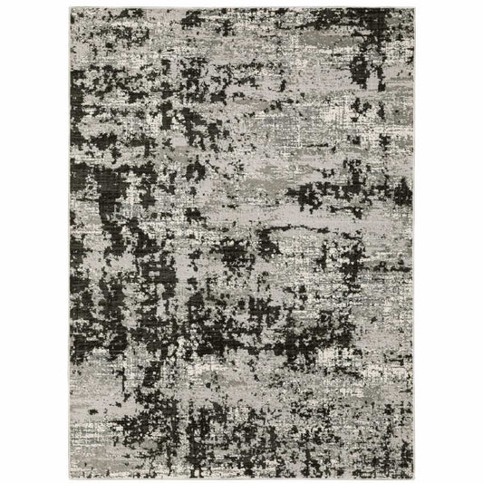 5' X 8' Grey Charcoal Black And Ivory Abstract Power Loom Stain Resistant Area Rug - Homeroots - Flyclothing LLC