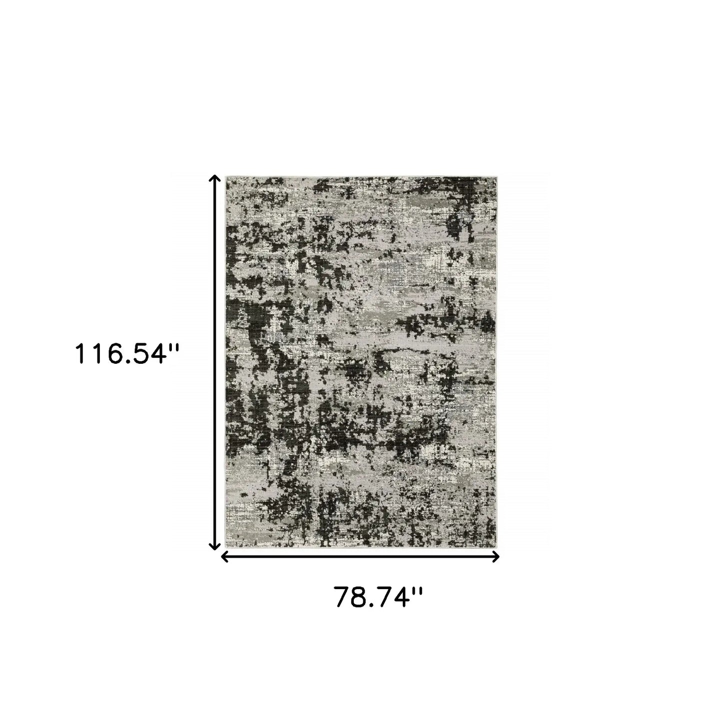 6' X 9' Grey Charcoal Black And Ivory Abstract Power Loom Stain Resistant Area Rug - Homeroots - Flyclothing LLC
