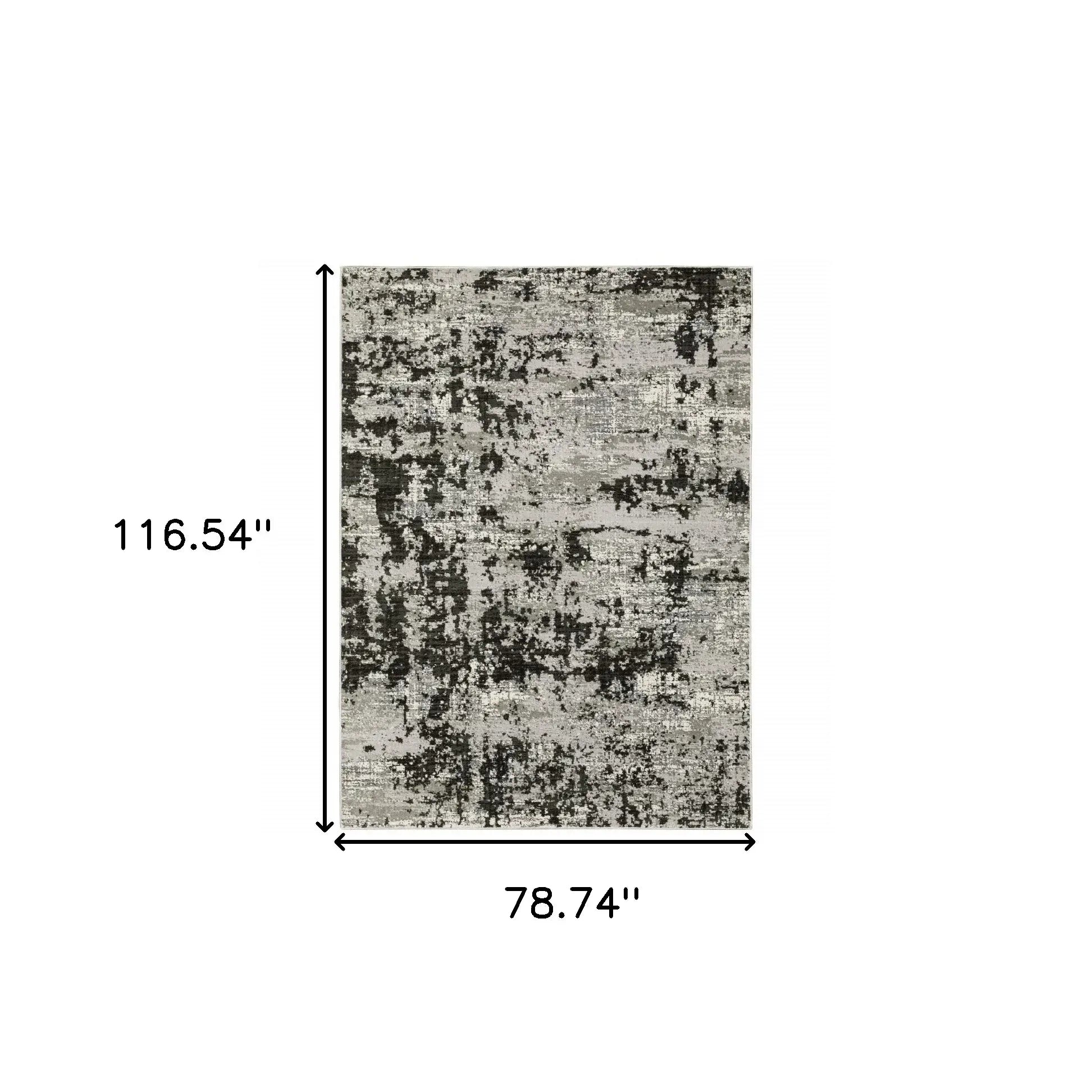 6' X 9' Grey Charcoal Black And Ivory Abstract Power Loom Stain Resistant Area Rug - Homeroots - Flyclothing LLC