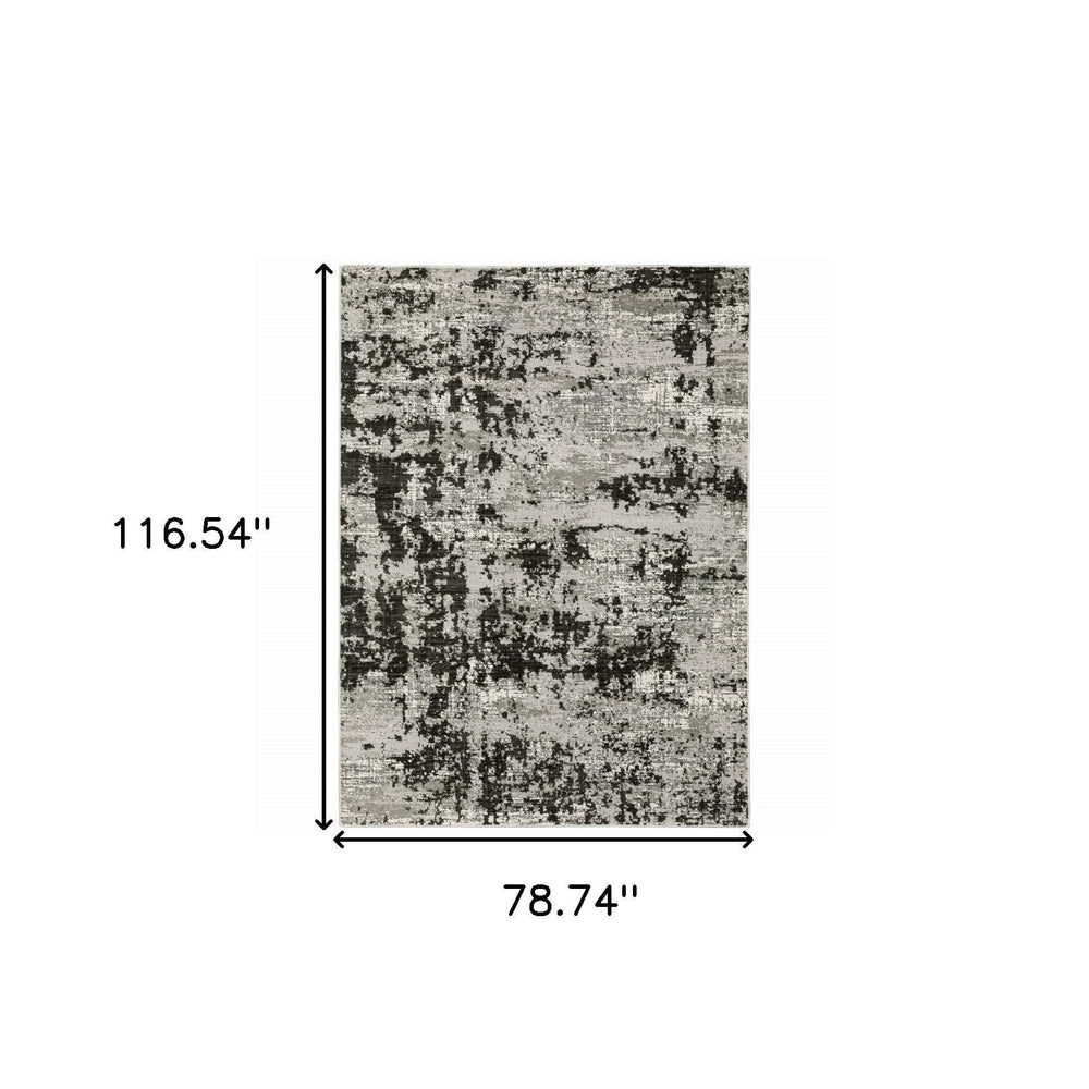 6' X 9' Grey Charcoal Black And Ivory Abstract Power Loom Stain Resistant Area Rug - Homeroots - Flyclothing LLC