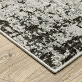 8' X 11' Grey Charcoal Black And Ivory Abstract Power Loom Stain Resistant Area Rug - Homeroots