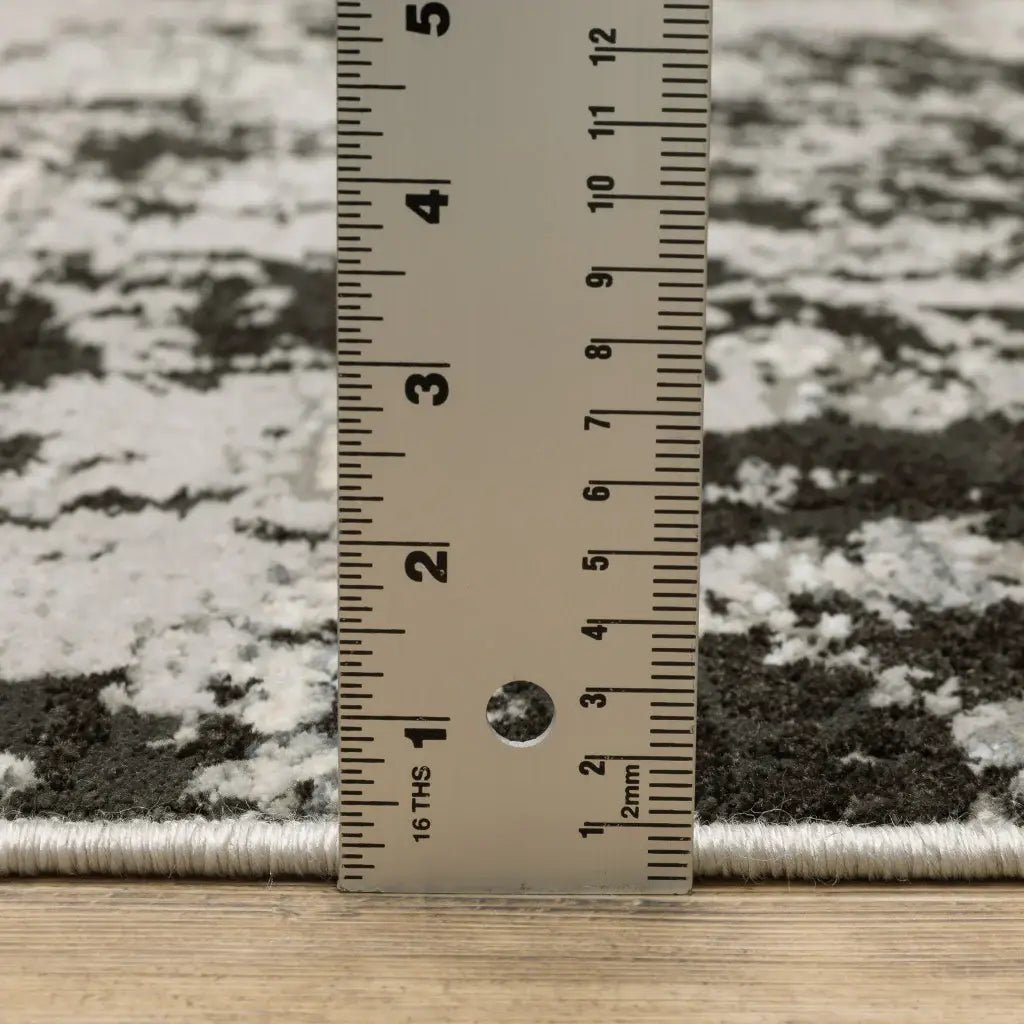 8' X 11' Grey Charcoal Black And Ivory Abstract Power Loom Stain Resistant Area Rug - Homeroots - Flyclothing LLC