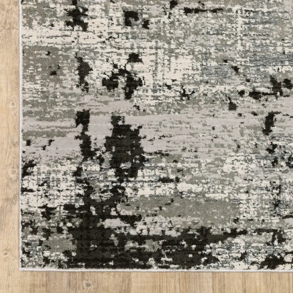 10' X 13' Grey Charcoal Black And Ivory Abstract Power Loom Stain Resistant Area Rug - Homeroots - Flyclothing LLC