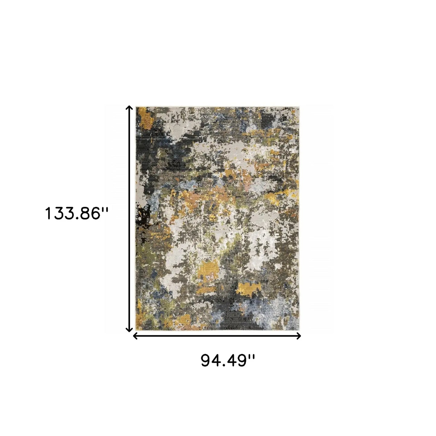 8' X 11' Grey Gold Blue Orange Beige And Brown Abstract Power Loom Stain Resistant Area Rug - Homeroots - Flyclothing LLC