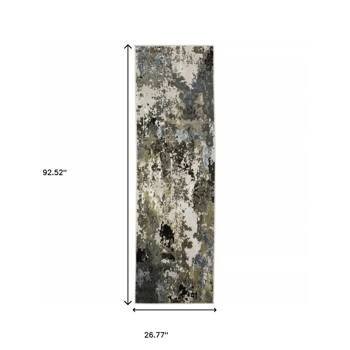 2' X 8' Grey Green Gold Blue And Beige Abstract Power Loom Stain Resistant Runner Rug - Homeroots - Flyclothing LLC