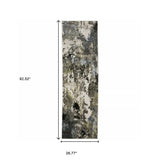 2' X 8' Grey Green Gold Blue And Beige Abstract Power Loom Stain Resistant Runner Rug - Homeroots - Flyclothing LLC