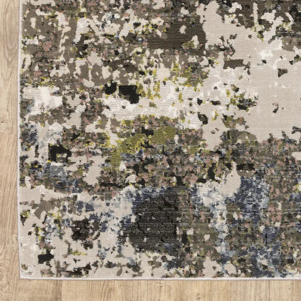 2' X 8' Grey Green Gold Blue And Beige Abstract Power Loom Stain Resistant Runner Rug - Homeroots - Flyclothing LLC