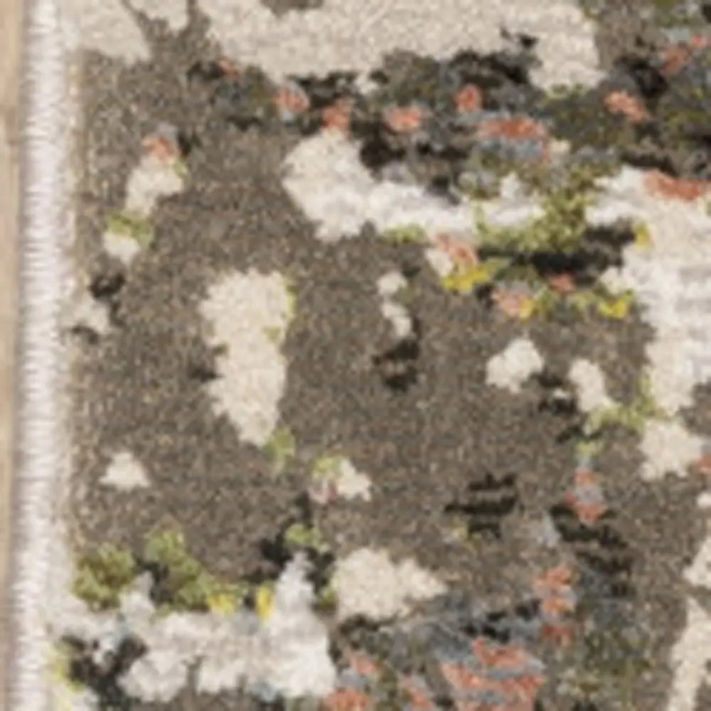 3' X 5' Grey Green Gold Blue And Beige Abstract Power Loom Stain Resistant Area Rug - Homeroots - Flyclothing LLC