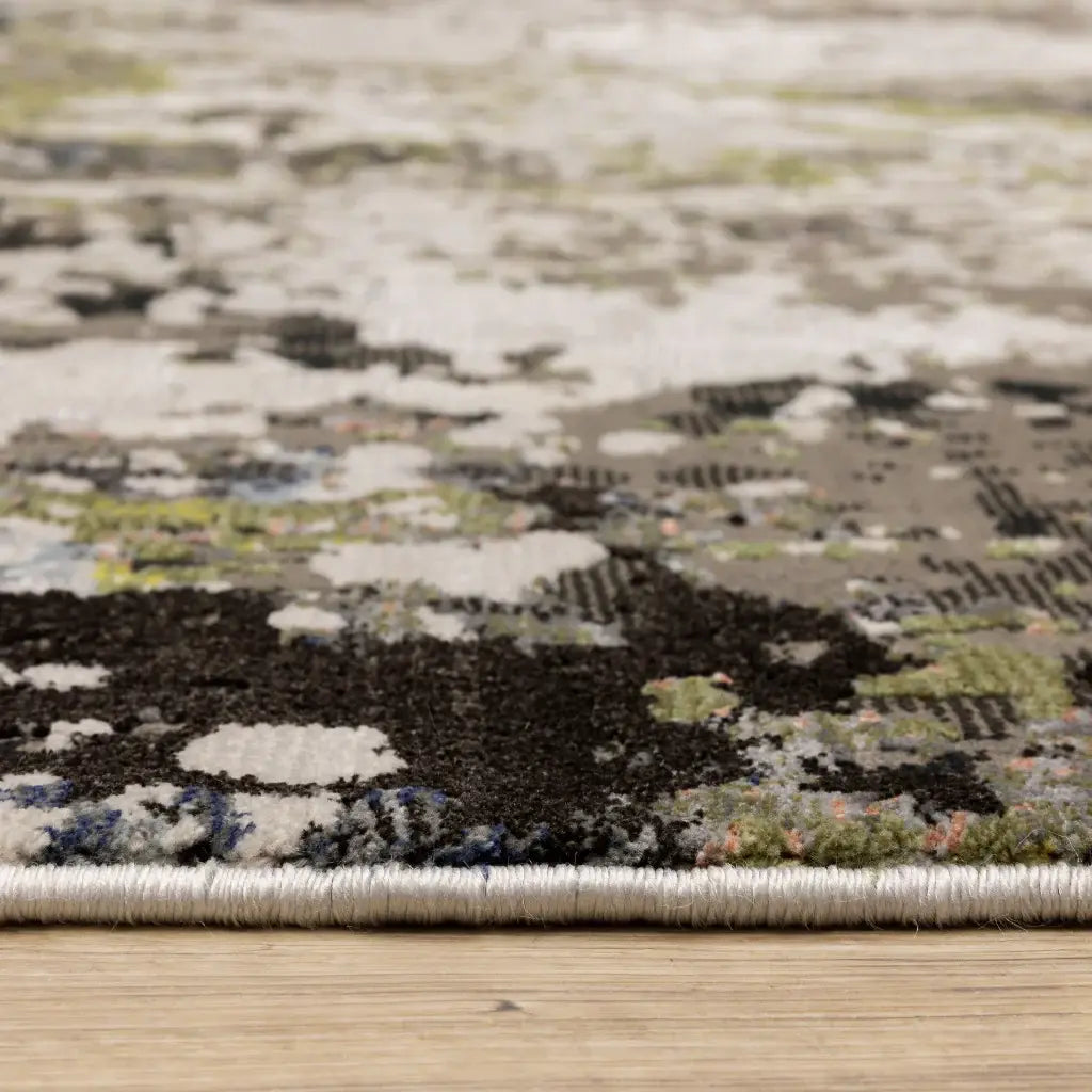 5' X 8' Grey Green Gold Blue And Beige Abstract Power Loom Stain Resistant Area Rug - Homeroots - Flyclothing LLC