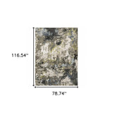 6' X 9' Grey Green Gold Blue And Beige Abstract Power Loom Stain Resistant Area Rug - Homeroots - Flyclothing LLC