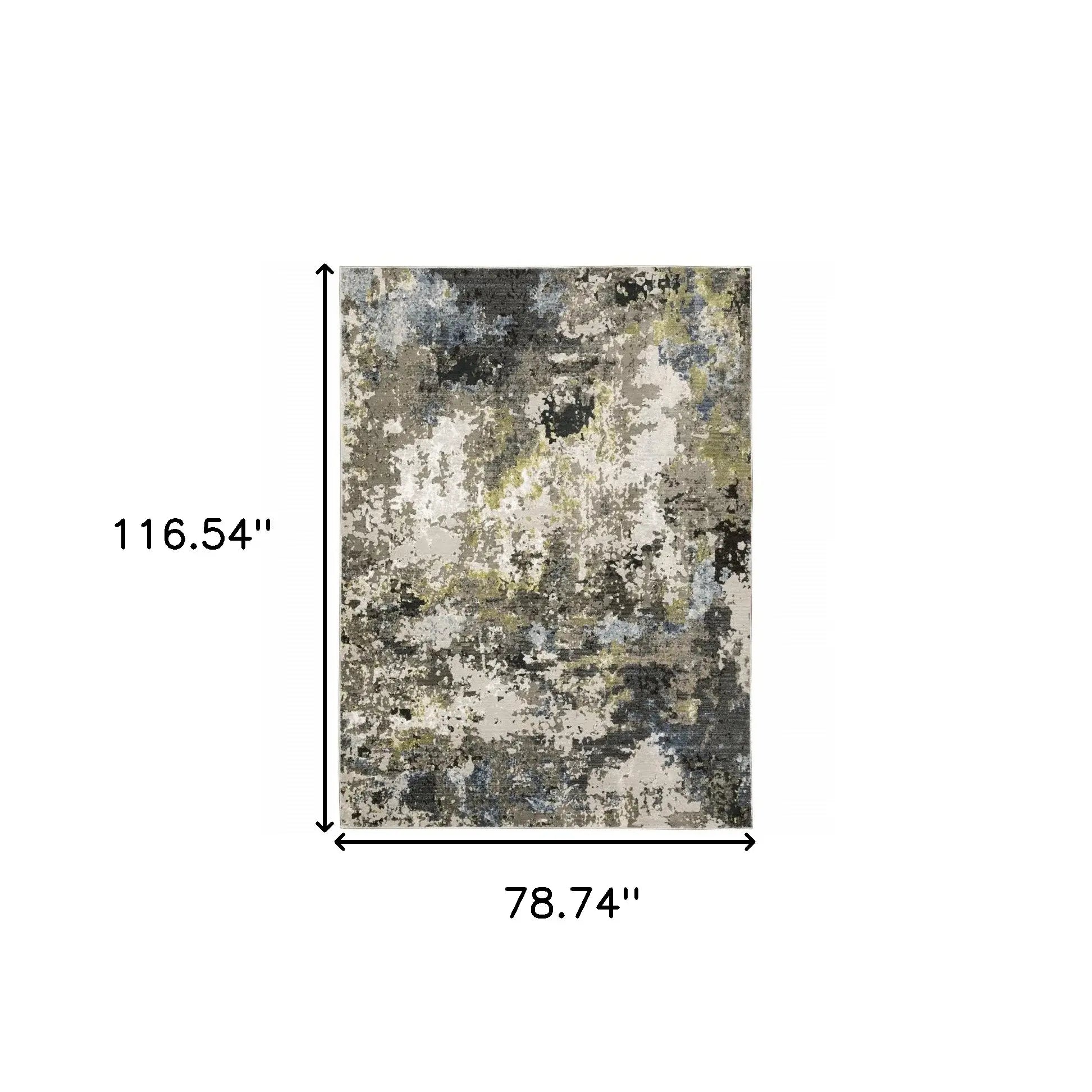 6' X 9' Grey Green Gold Blue And Beige Abstract Power Loom Stain Resistant Area Rug - Homeroots - Flyclothing LLC