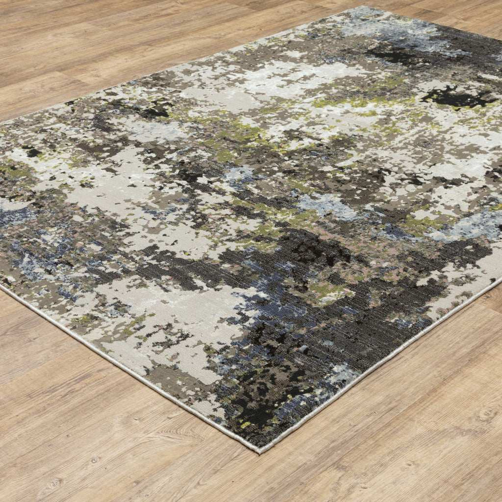 6' X 9' Grey Green Gold Blue And Beige Abstract Power Loom Stain Resistant Area Rug - Homeroots - Flyclothing LLC