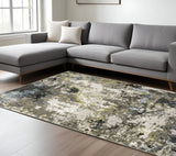 8' X 11' Grey Green Gold Blue And Beige Abstract Power Loom Stain Resistant Area Rug - Homeroots - Flyclothing LLC
