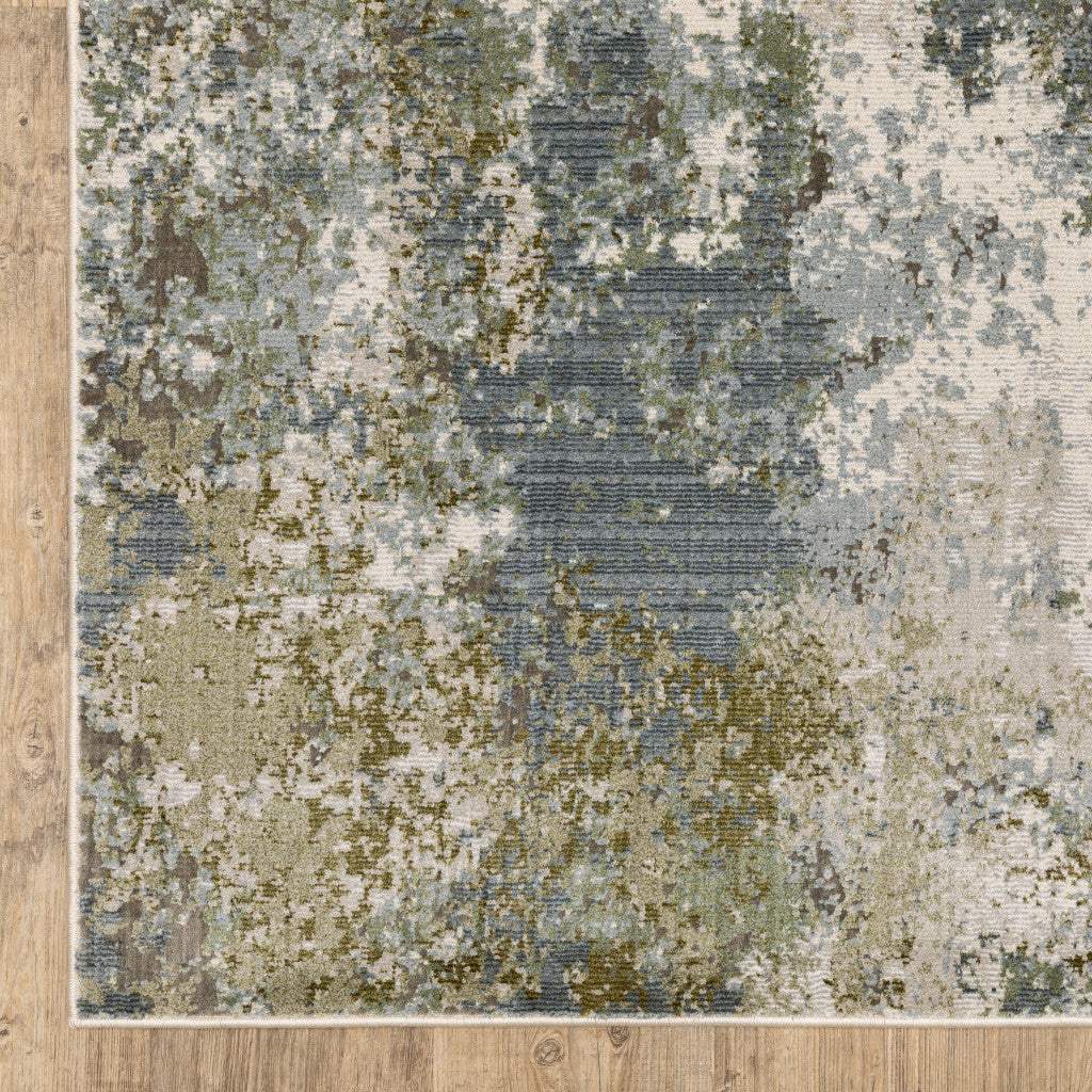 2' X 8' Blue Grey Green And Beige Abstract Power Loom Stain Resistant Runner Rug - Homeroots - Flyclothing LLC