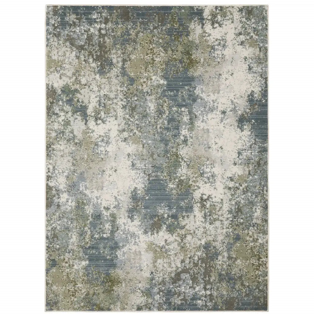 3' X 5' Blue Grey Green And Beige Abstract Power Loom Stain Resistant Area Rug - Homeroots - Flyclothing LLC