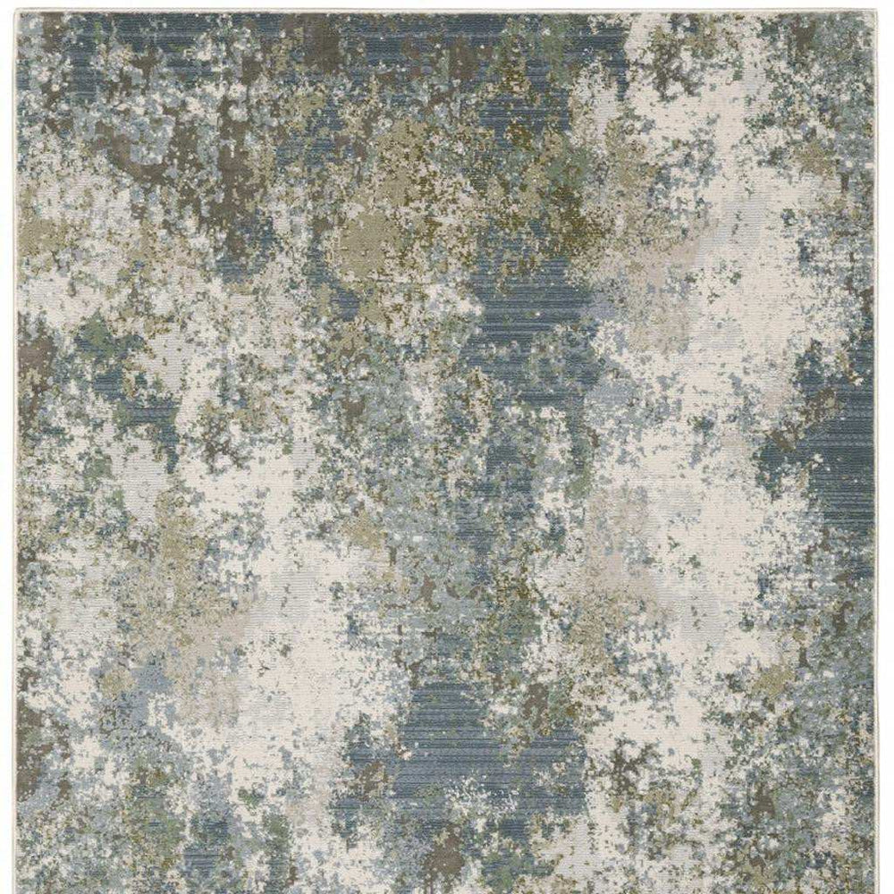 5' X 8' Blue Grey Green And Beige Abstract Power Loom Stain Resistant Area Rug - Homeroots - Flyclothing LLC