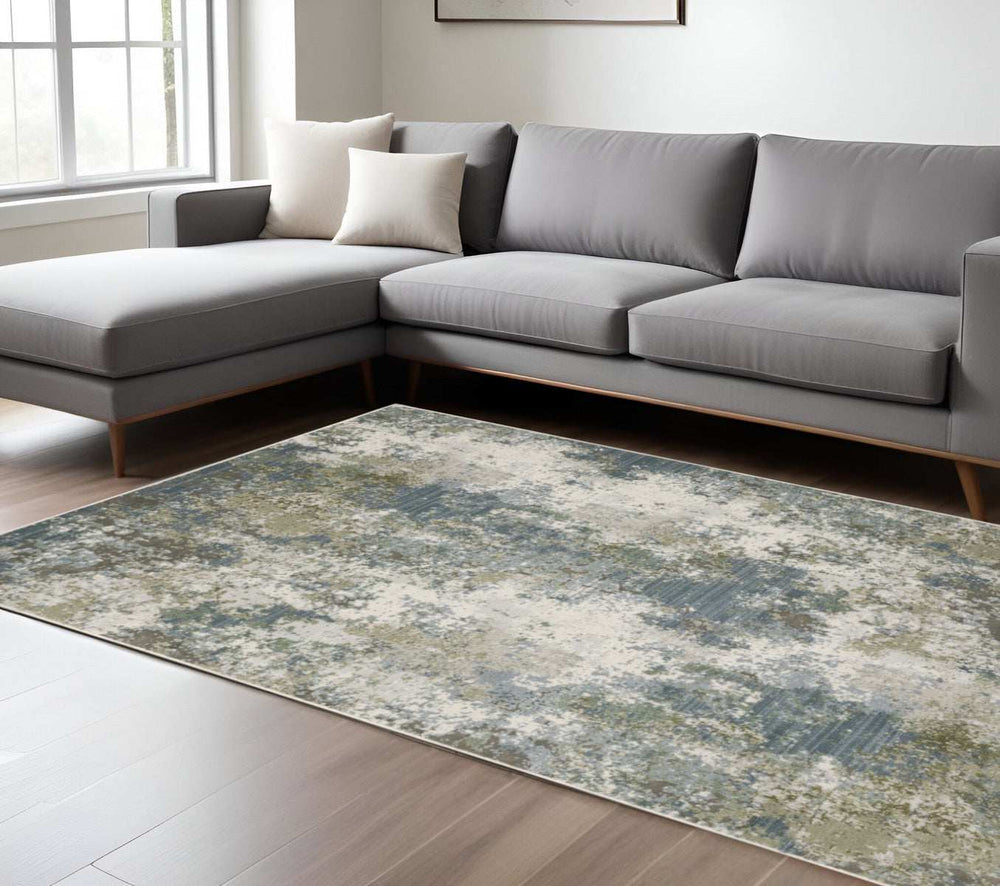 6' X 9' Blue Grey Green And Beige Abstract Power Loom Stain Resistant Area Rug - Homeroots - Flyclothing LLC