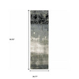 2' X 8' Blue Green Grey And Beige Abstract Power Loom Stain Resistant Runner Rug - Homeroots - Flyclothing LLC
