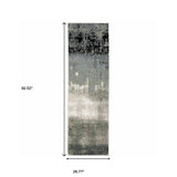 2' X 8' Blue Green Grey And Beige Abstract Power Loom Stain Resistant Runner Rug - Homeroots - Flyclothing LLC