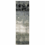 2' X 8' Blue Green Grey And Beige Abstract Power Loom Stain Resistant Runner Rug - Homeroots