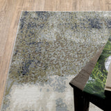 2' X 8' Blue Green Grey And Beige Abstract Power Loom Stain Resistant Runner Rug - Homeroots