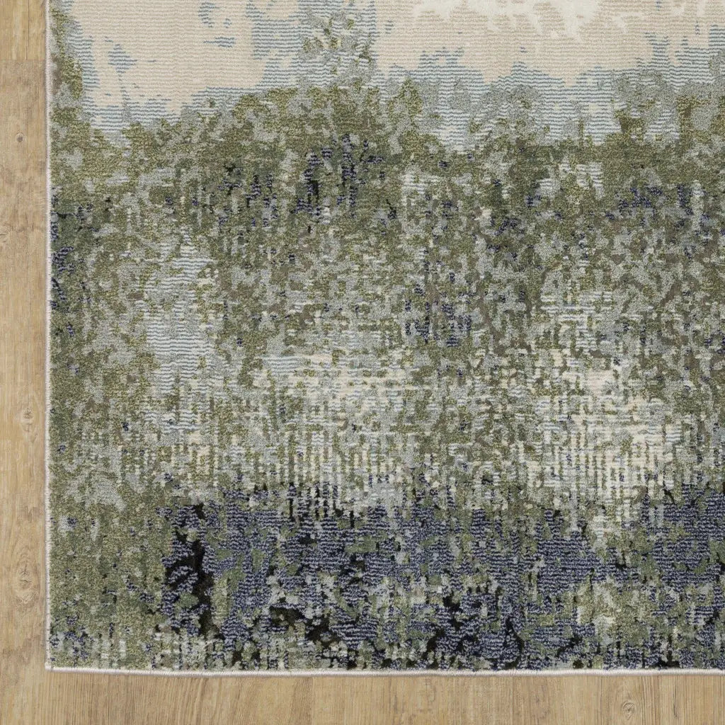 2' X 8' Blue Green Grey And Beige Abstract Power Loom Stain Resistant Runner Rug - Homeroots - Flyclothing LLC