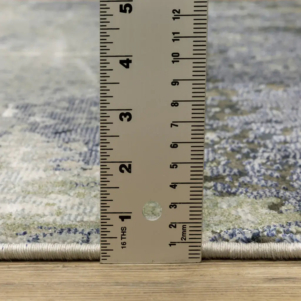 2' X 8' Blue Green Grey And Beige Abstract Power Loom Stain Resistant Runner Rug - Homeroots - Flyclothing LLC
