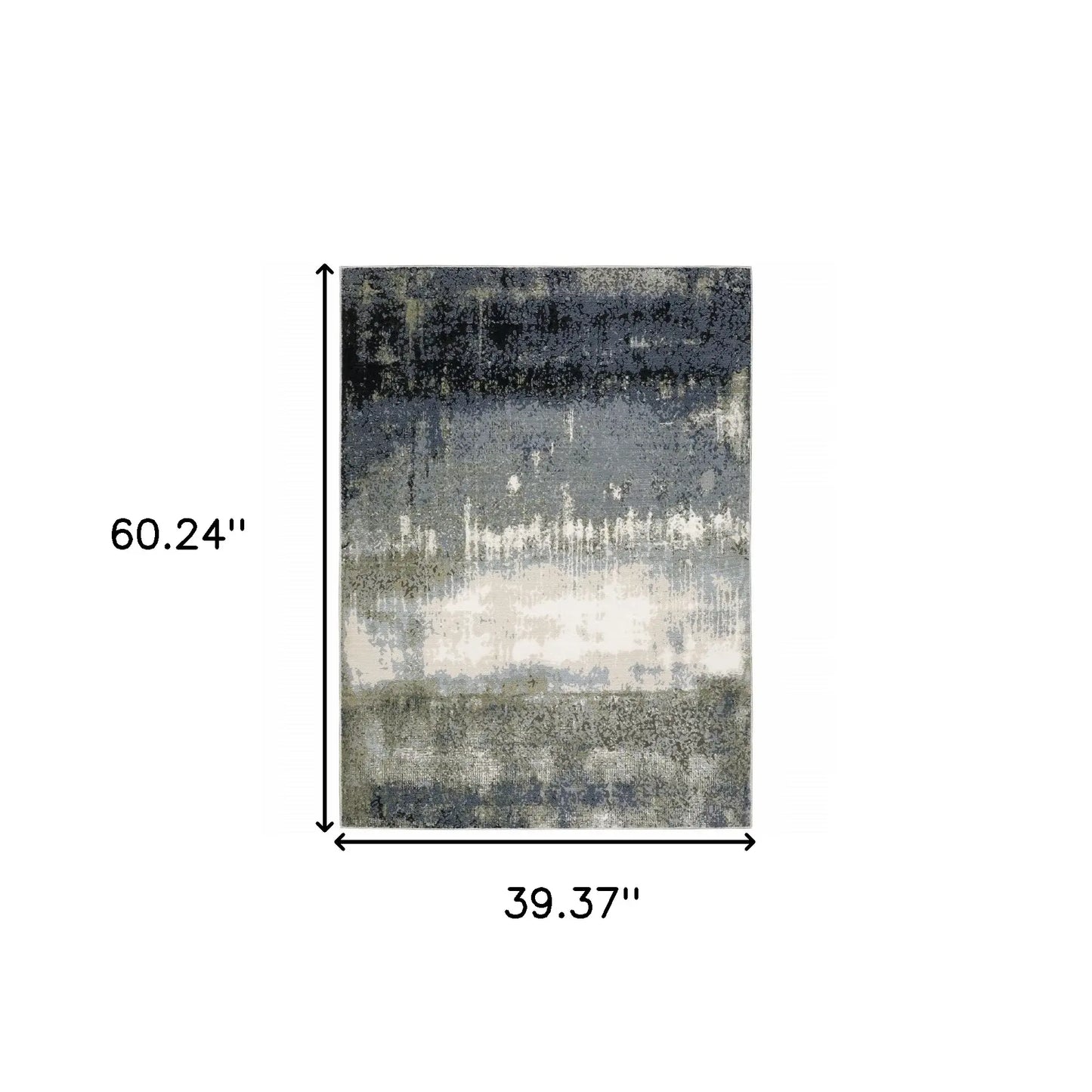3' X 5' Blue Green Grey And Beige Abstract Power Loom Stain Resistant Area Rug - Homeroots - Flyclothing LLC