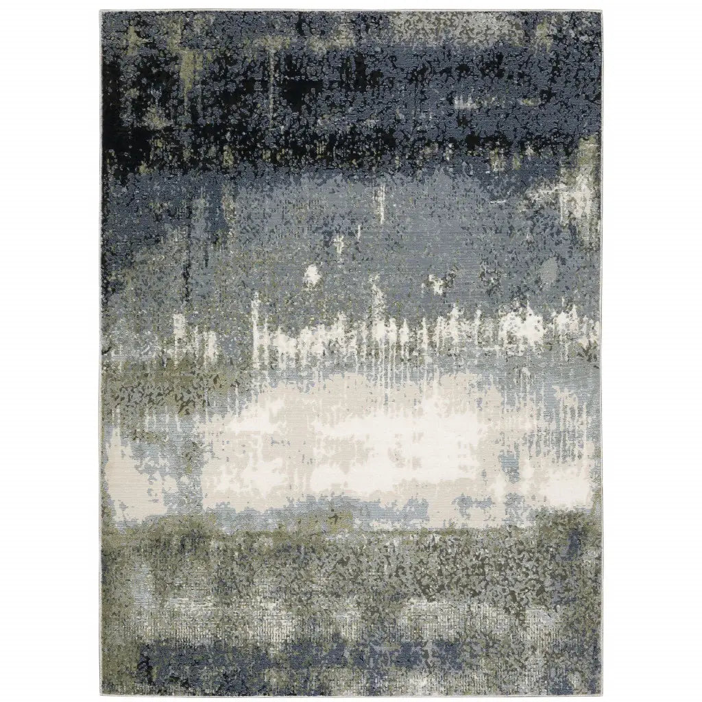 5' X 8' Blue Green Grey And Beige Abstract Power Loom Stain Resistant Area Rug - Homeroots - Flyclothing LLC
