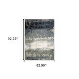 5' X 8' Blue Green Grey And Beige Abstract Power Loom Stain Resistant Area Rug - Homeroots - Flyclothing LLC