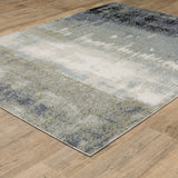8' X 11' Blue Green Grey And Beige Abstract Power Loom Stain Resistant Area Rug - Homeroots - Flyclothing LLC