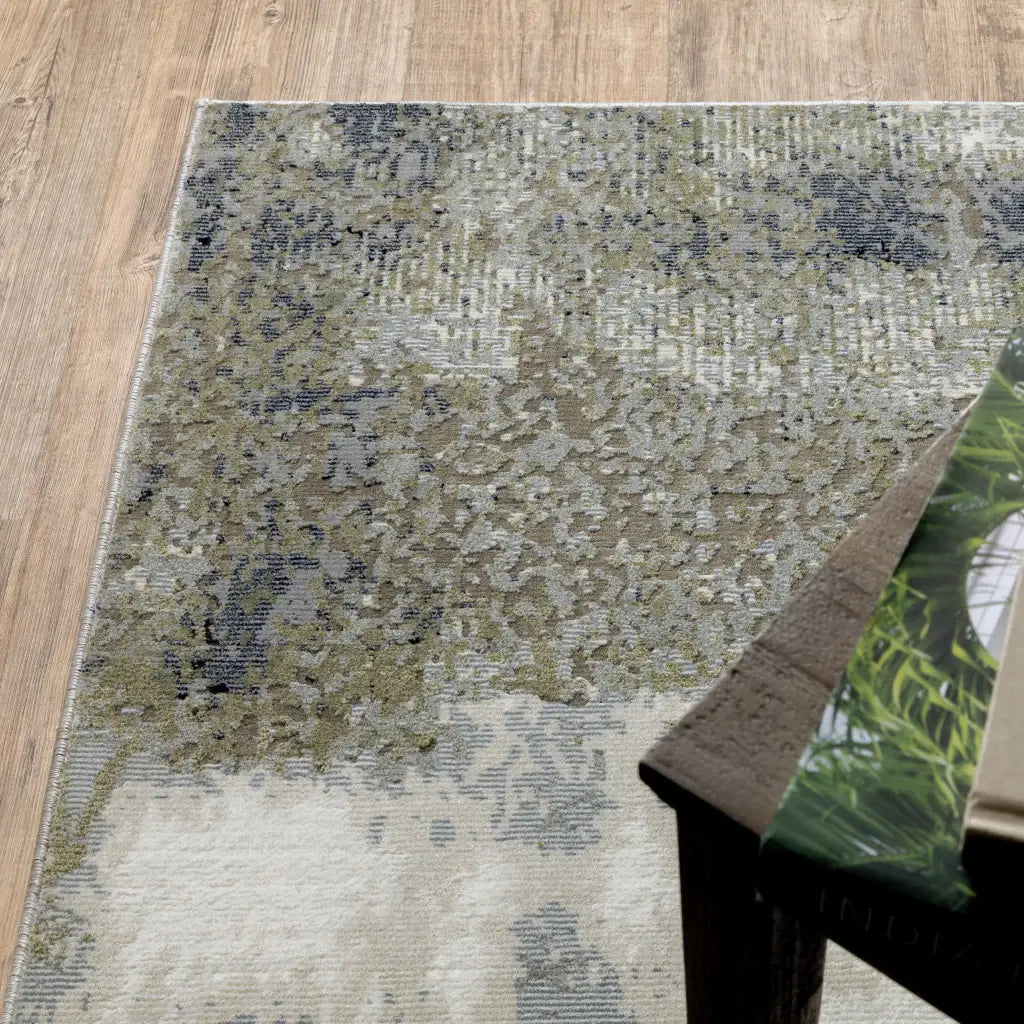 10' X 13' Blue Green Grey And Beige Abstract Power Loom Stain Resistant Area Rug - Homeroots - Flyclothing LLC
