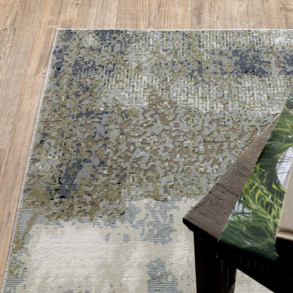 10' X 13' Blue Green Grey And Beige Abstract Power Loom Stain Resistant Area Rug - Homeroots - Flyclothing LLC