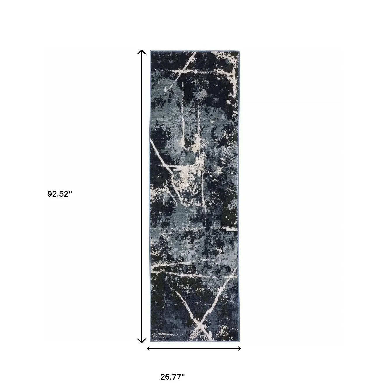 2' X 8' Blue Grey And Beige Abstract Power Loom Stain Resistant Runner Rug - Homeroots - Flyclothing LLC