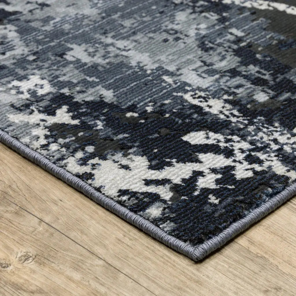 2' X 8' Blue Grey And Beige Abstract Power Loom Stain Resistant Runner Rug - Homeroots - Flyclothing LLC