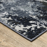 2' X 8' Blue Grey And Beige Abstract Power Loom Stain Resistant Runner Rug - Homeroots