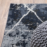 2' X 8' Blue Grey And Beige Abstract Power Loom Stain Resistant Runner Rug - Homeroots